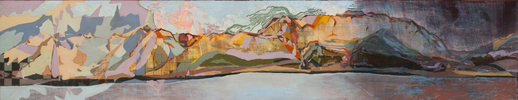 Mountain Games
Oil on panel, 21" x 79"